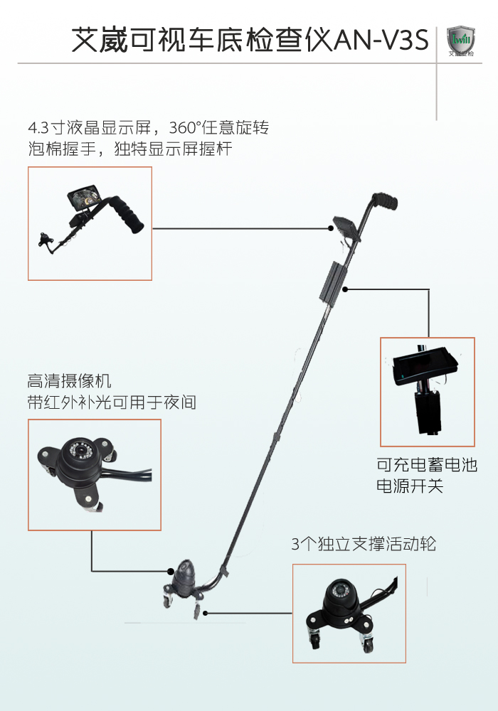 艾崴车底安检--V3S车底可视探测仪