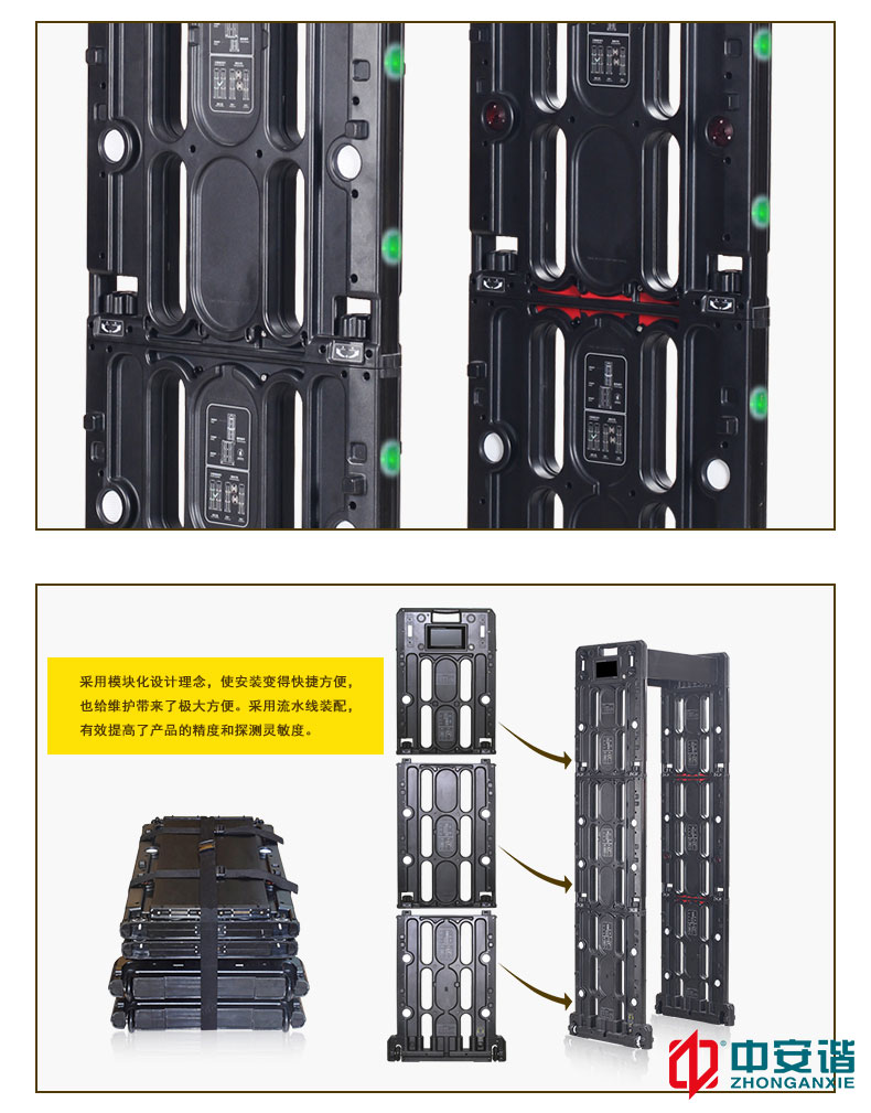 便携式折叠LED物联网金属探测<a href=http://www.safechk.com target=_blank class=infotextkey>安检</a>门24区6007.S-中安谐科技