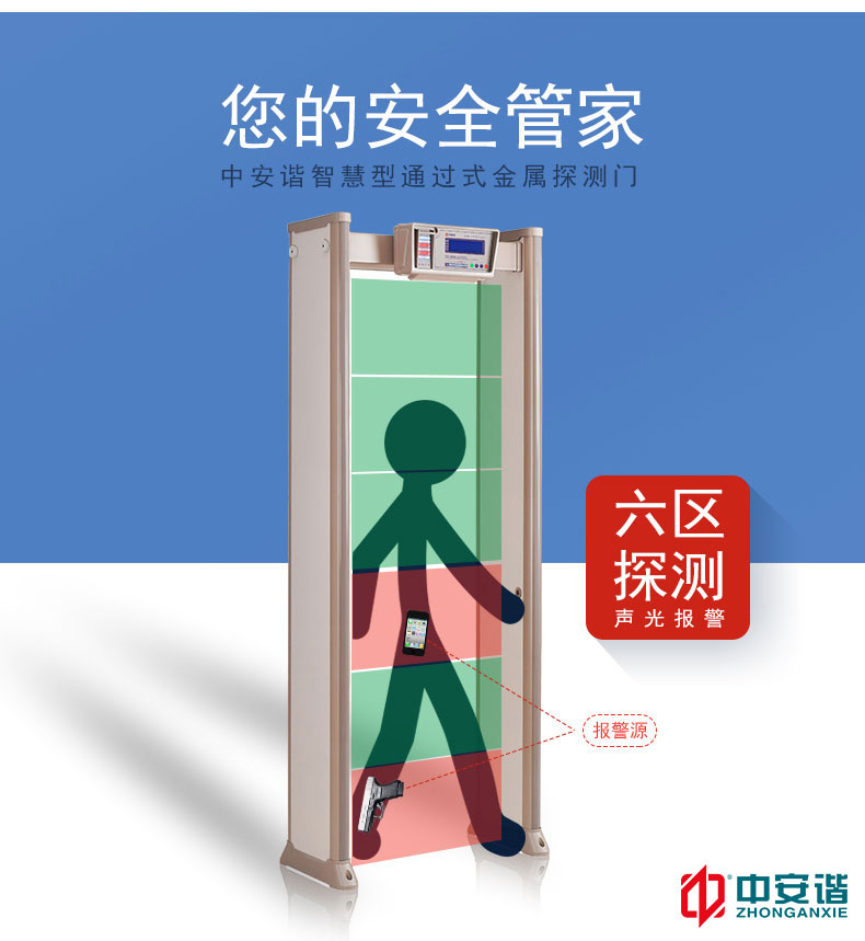 六区金属探测<a href=http://www.safechk.com target=_blank class=infotextkey>安检</a>门-不误报-不漏报-安装方便－深圳市中安谐科技有限公司